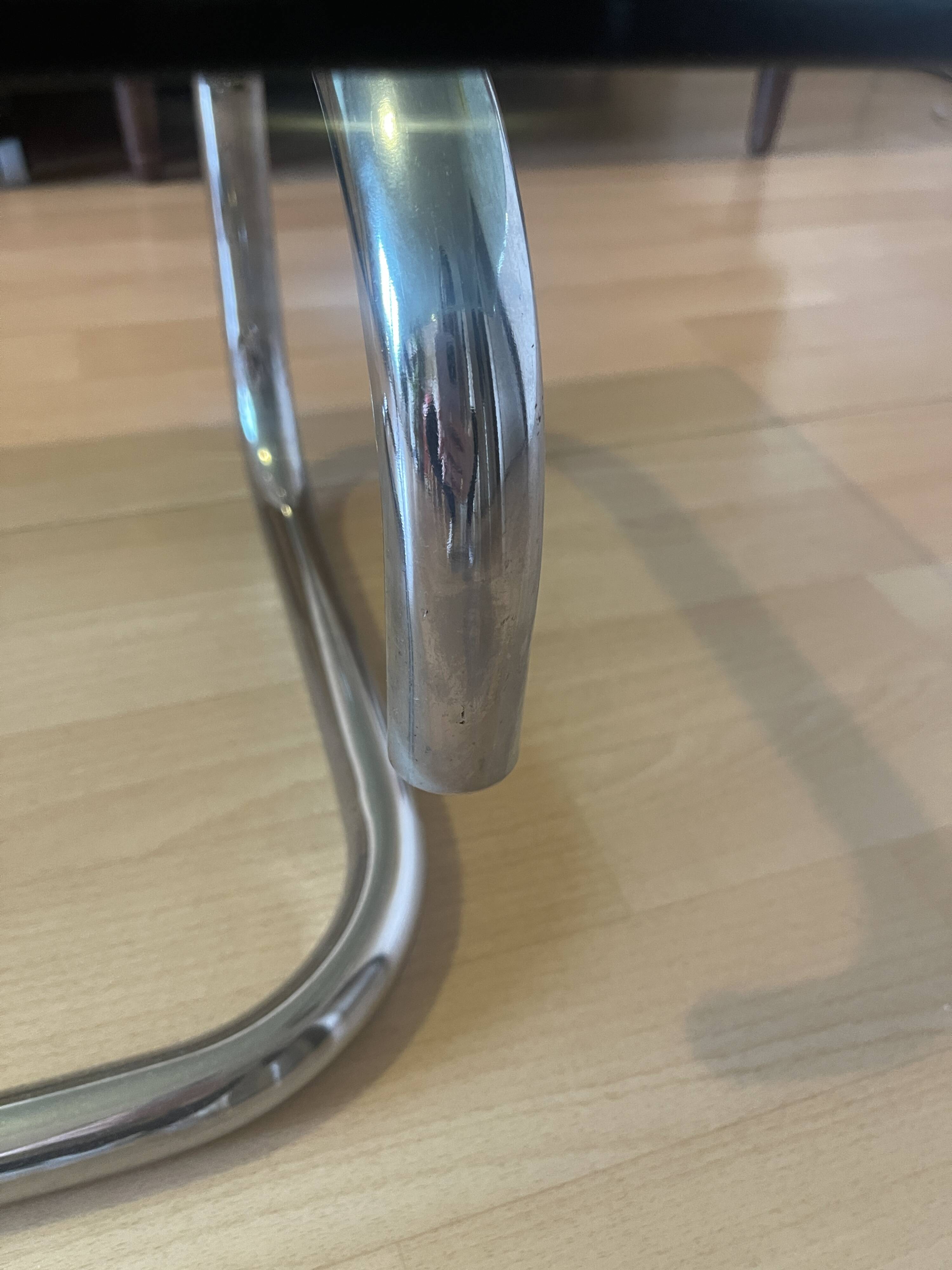 Chrome and smoked glass coffee table