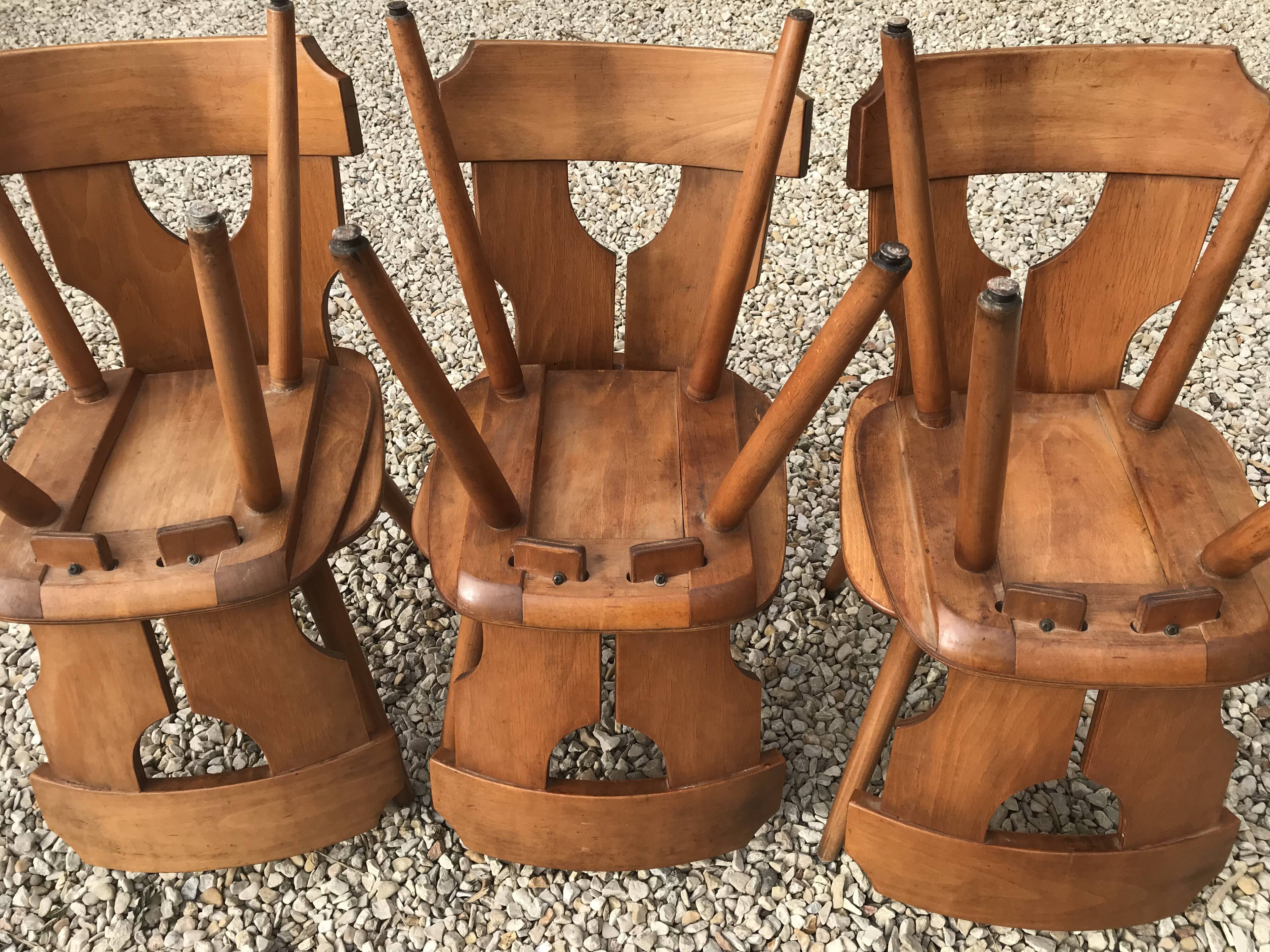 Set of 6 vintage brutalist chairs 1960-1980