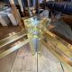 Vintage Romeo Rega coffee table, smoked glass, brass and chrome metal, Hollywood Regency design 1970s