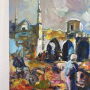 The market in Cyprus, knife oil, signed Alex Khattab.