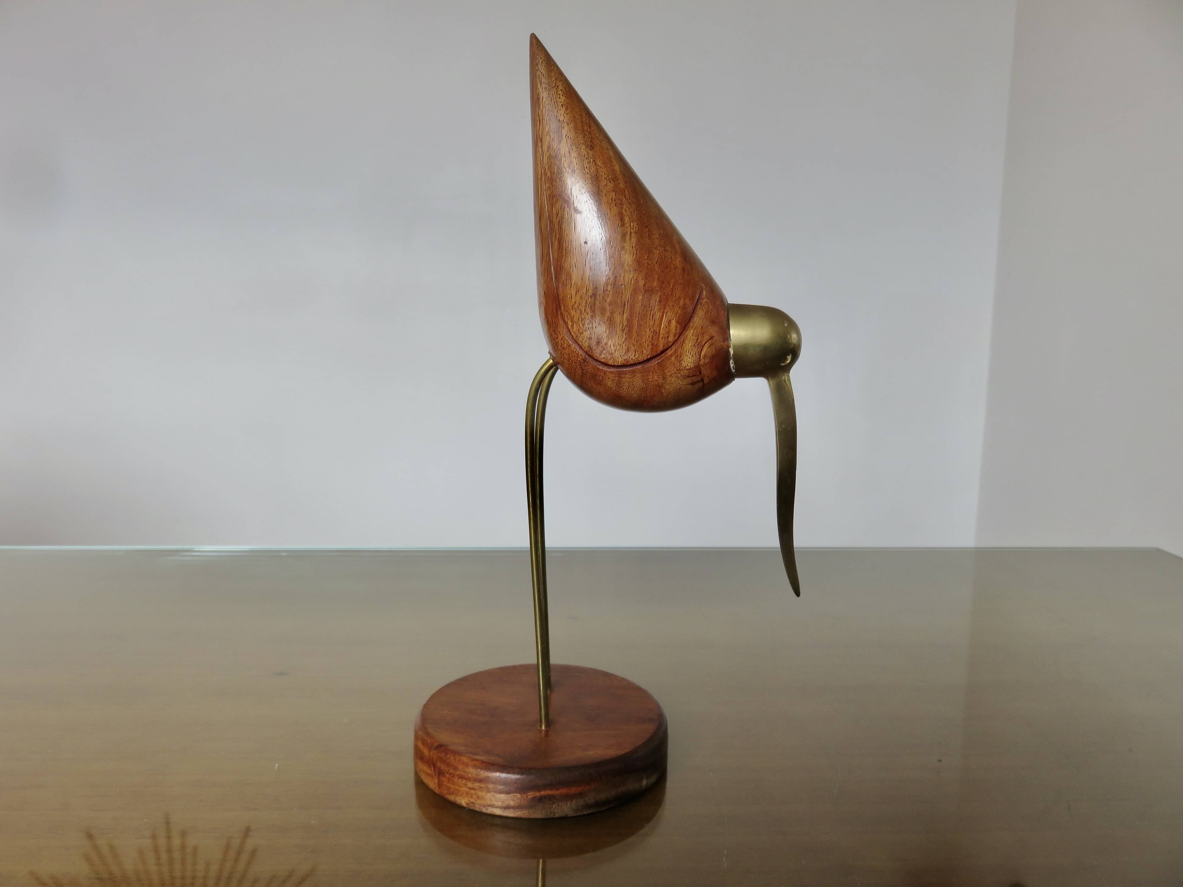 Scandinavian heron in teak and brass 1970