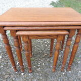 3 oak trundle tables
