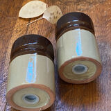 Salière et poivrier en grès vernissé, années 70