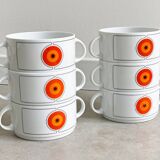 Set van 6 Vintage Thomas Germany Rosenthal Eclipse soepkommen, Space Age Op Art design
