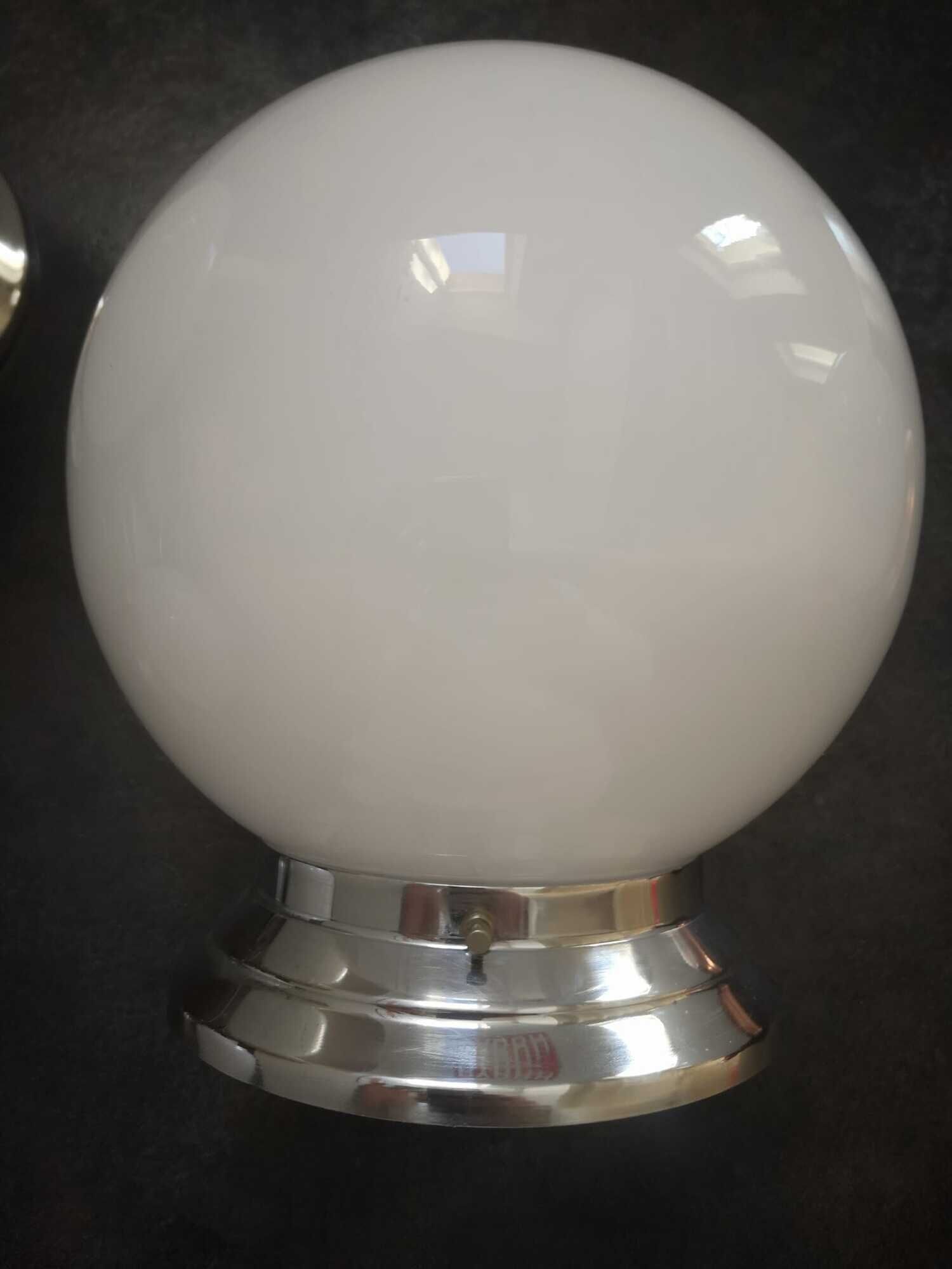 Ceiling lamp / wall lamp old opaline globe white base metal chrome Art Deco 1930 ø 20 cm TBE