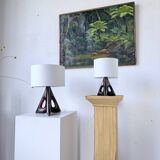 Paire de lampes céramiques forme libre triangle