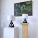 Pair of ceramic lamps in free-form triangle shape