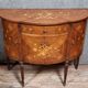 Venetian half-moon commode with Louis XVI style doors in marquetry.