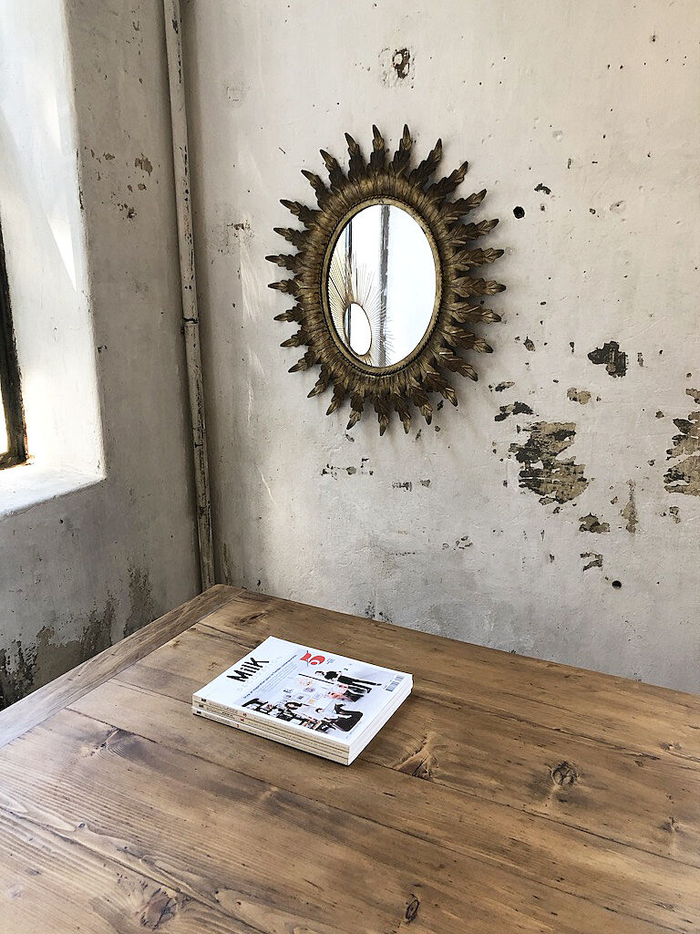 Golden mirror ancient flowery sun