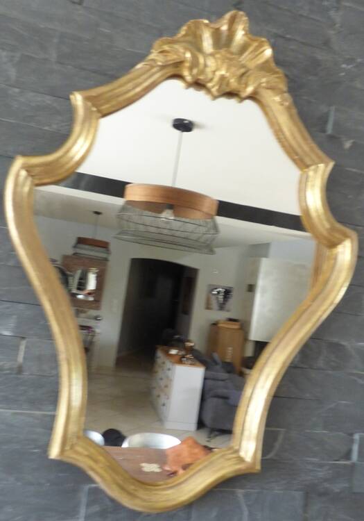 Louis XV style mirror guaranteed with water-gilded wood and gold leaf