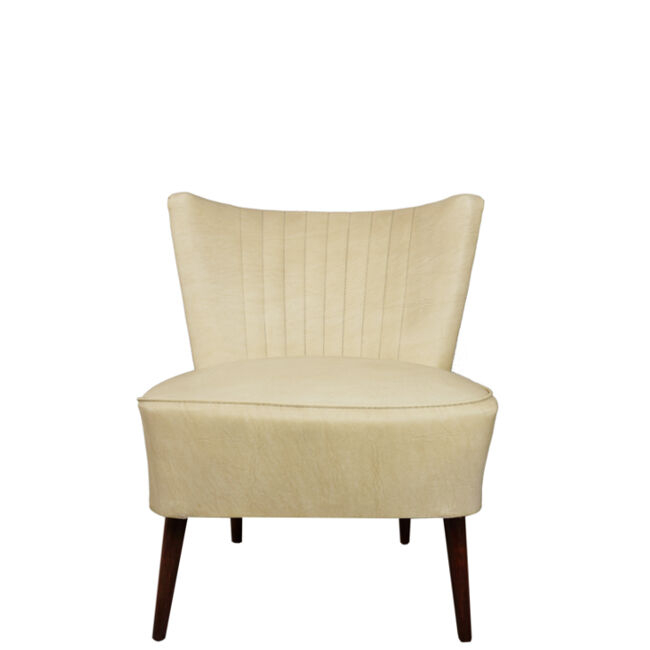 Cocktail armchair 50s in wood and imitation leather