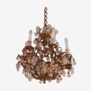 Murano fruit chandelier in crystal and gold metal
