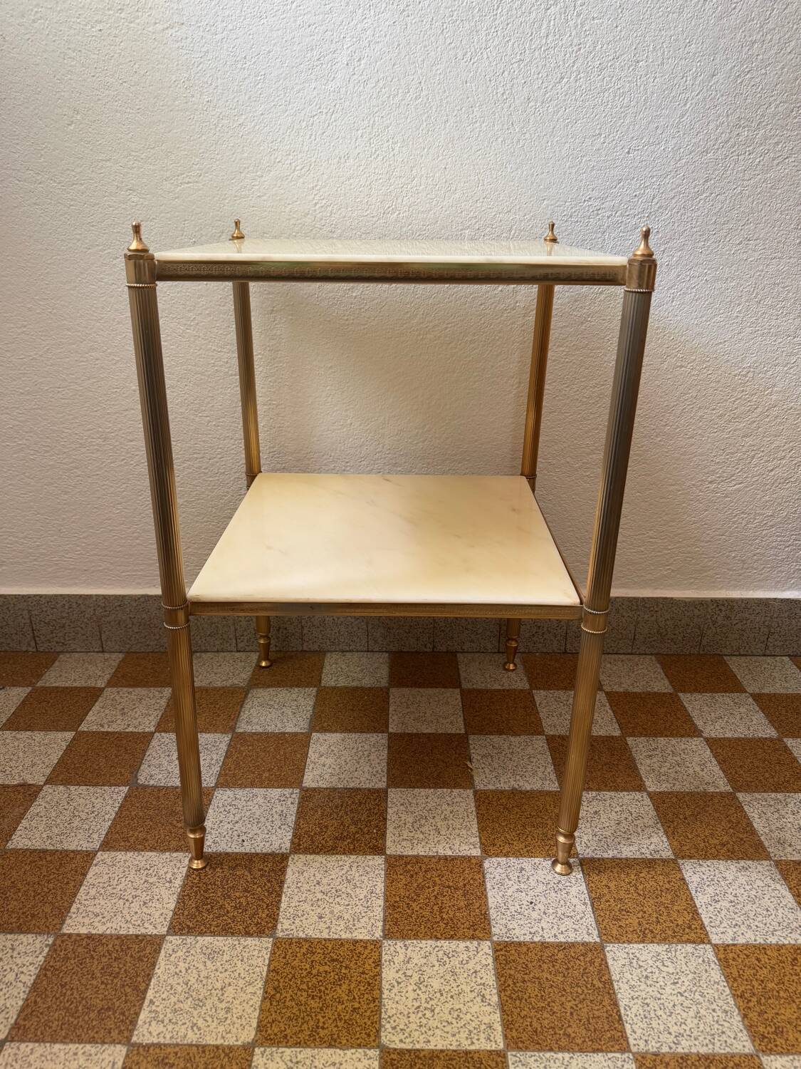 60s brass marble side table