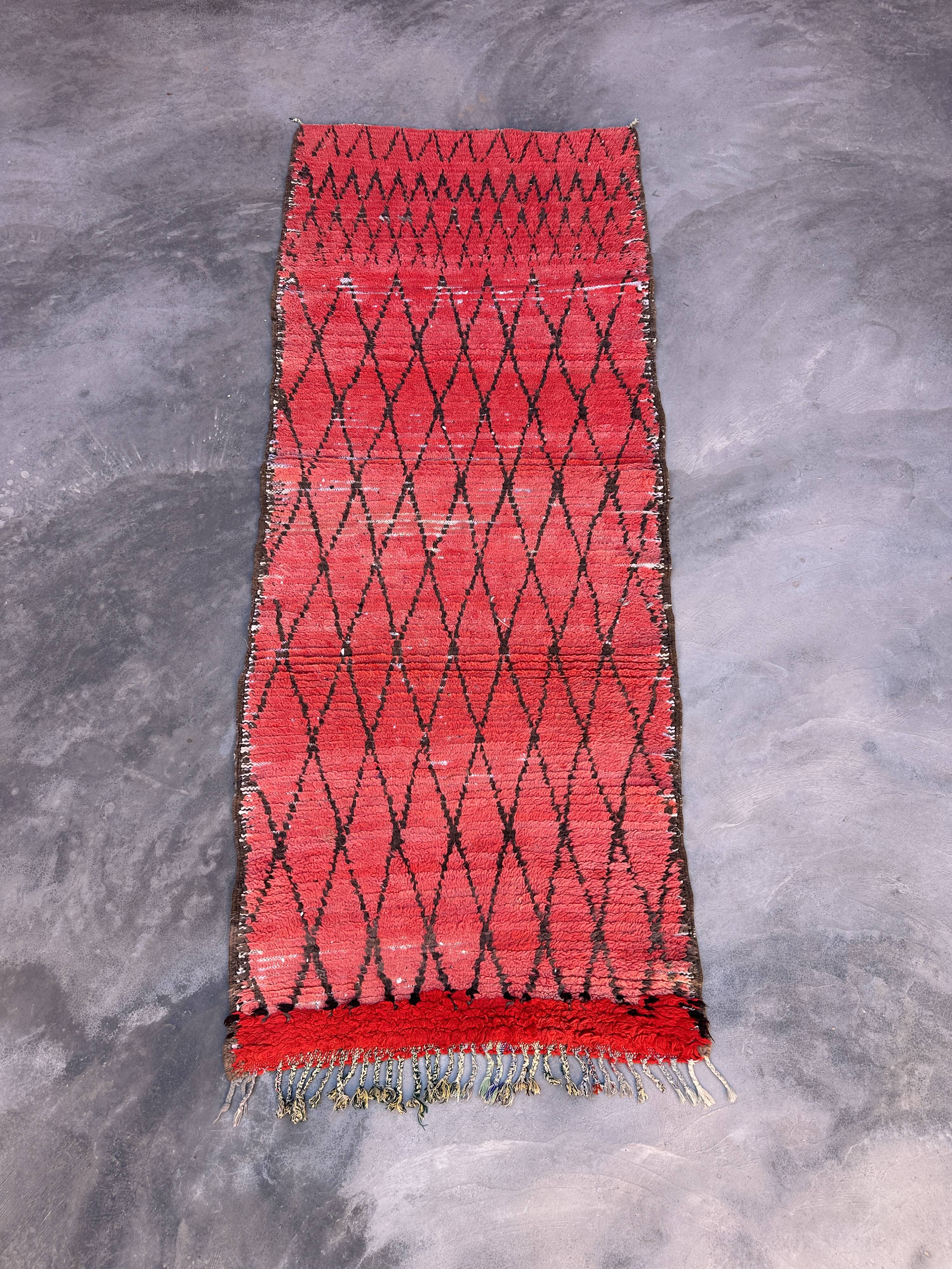Red Boujad Moroccan rug - 95 x 235 cm