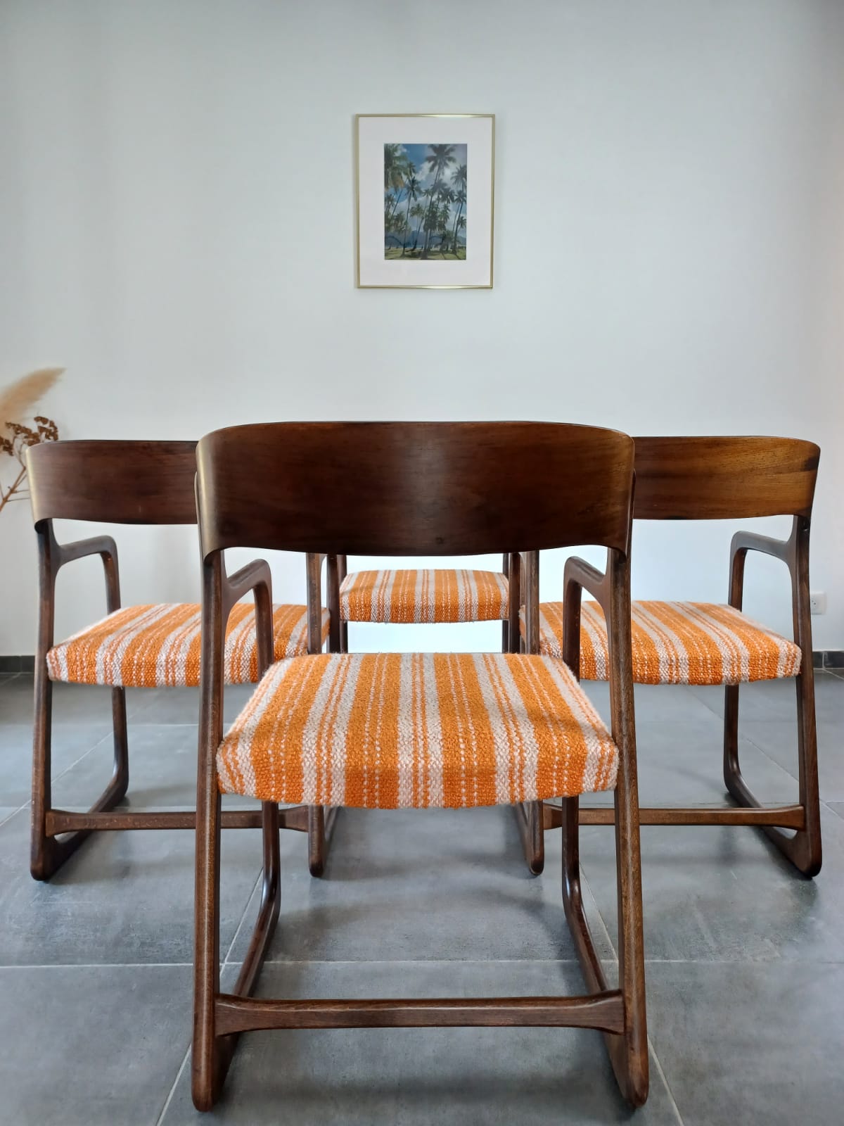 Series of 4 armchairs Baumann model flat called "sled"