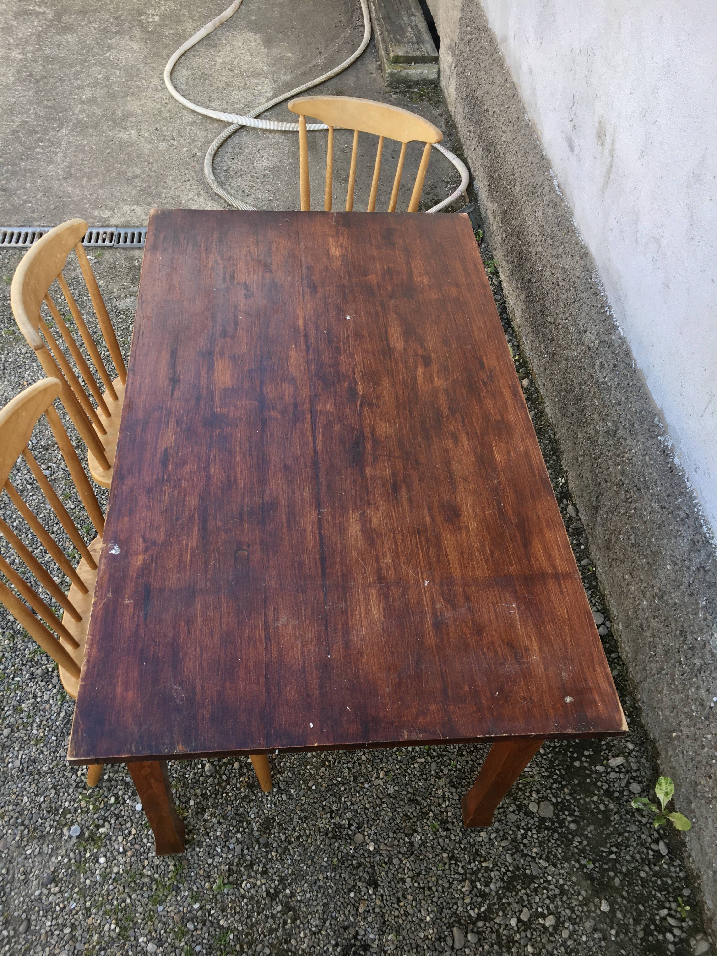 Farmhouse table bistro old trumpet feet