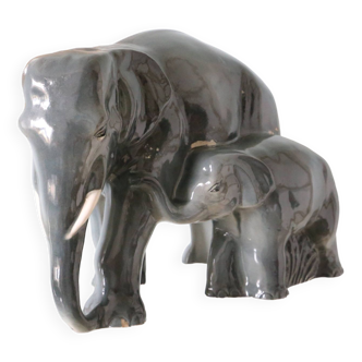 Céramique éléphant et éléphanteau