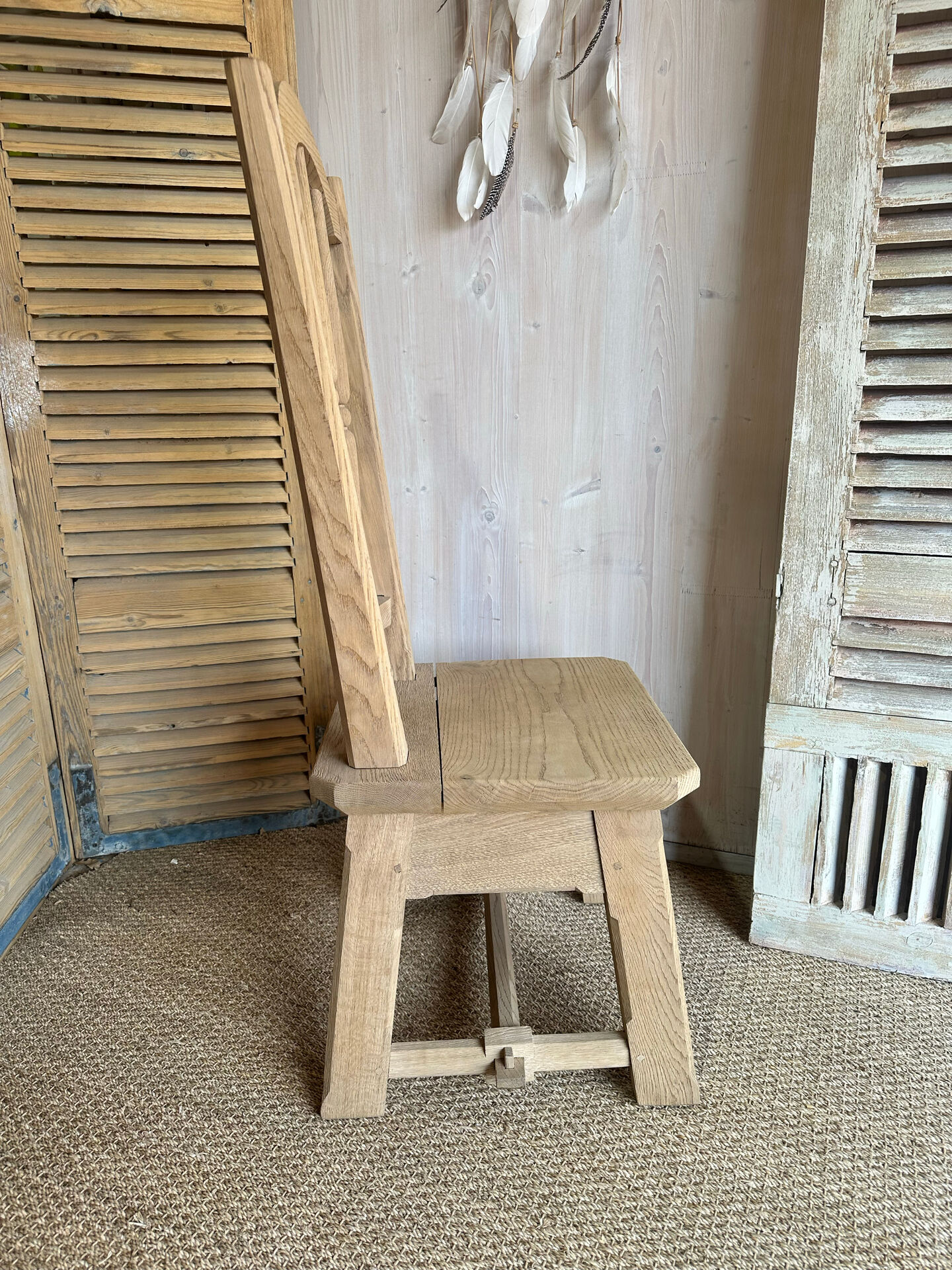 Renovated antique solid oak chair