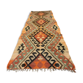 Old Turkish narrow Kilim Runner 288x102 cm, shabby chic, vintage decor kelim rug