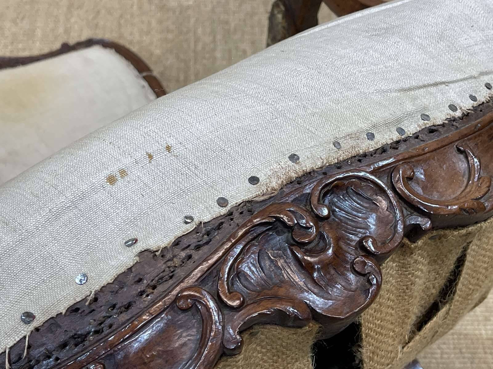 Regency period armchair in 18th century walnut to be reupholstered