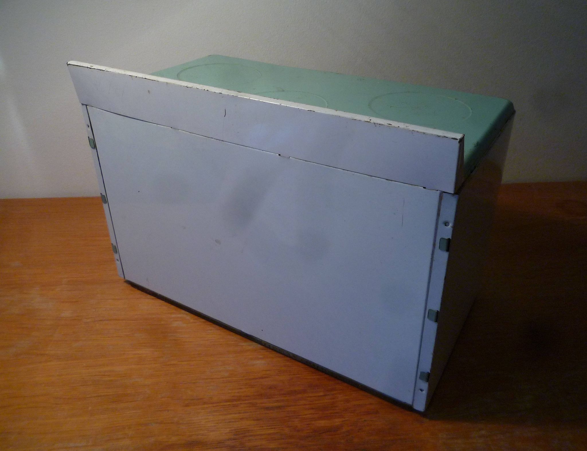 Small metal stove, vintage toy 1950s