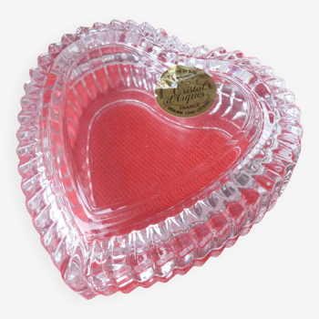 Vintage cristallerie d'arques heart-shaped jewelry box