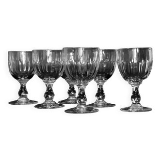 6 blown and cut glasses, 19th century French craftsmanship.