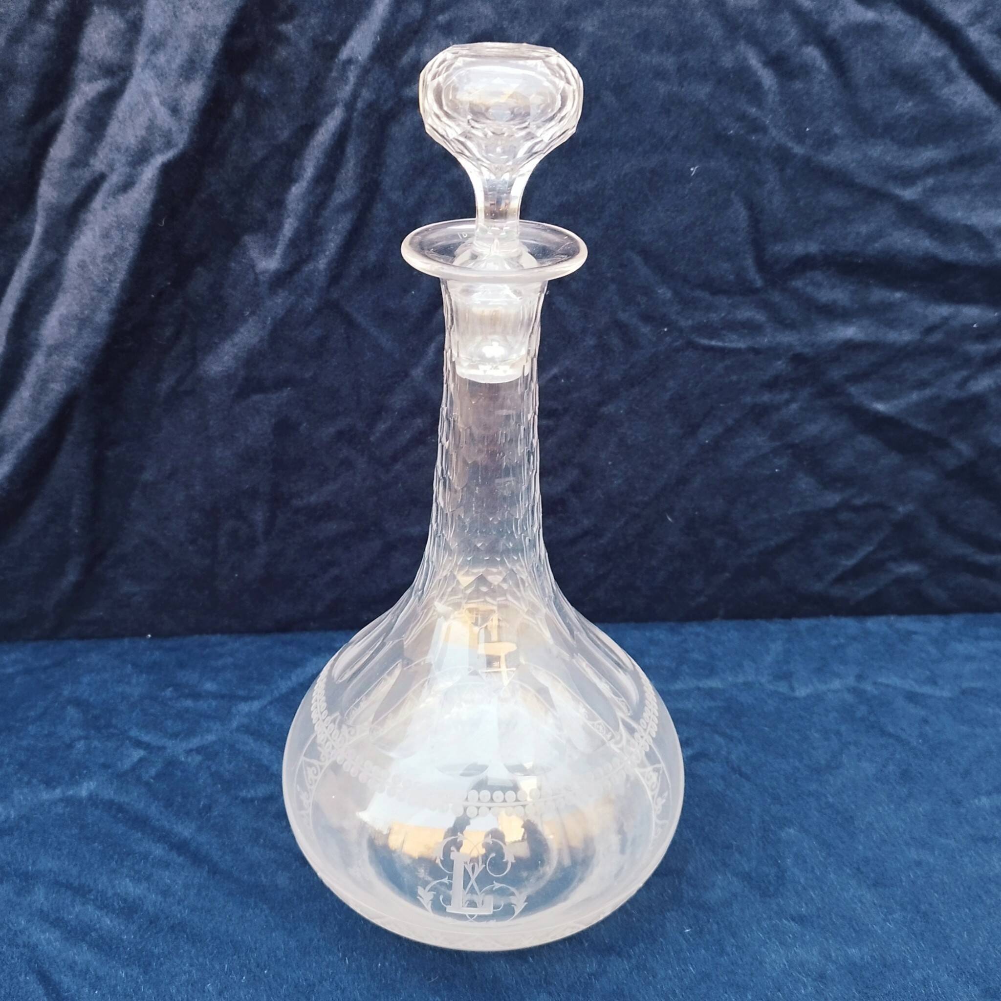 Baccarat crystal carafe monogram 19th century