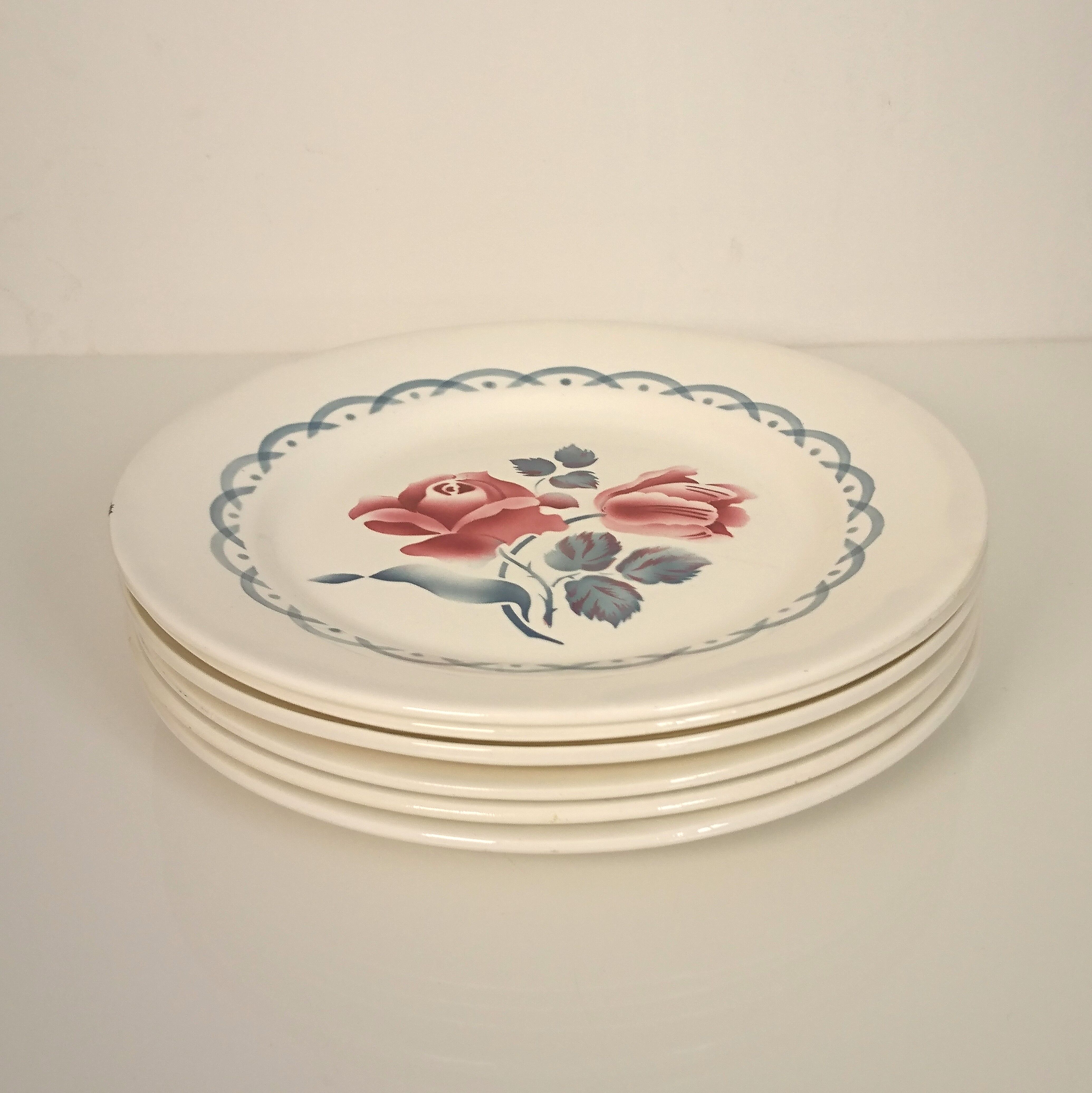 Set of 6 flat plates Digoin Sarreguemines CANNES