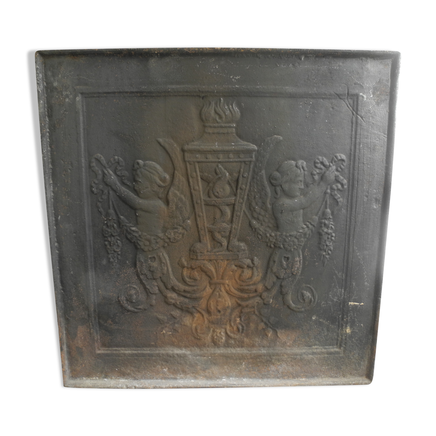 Empire 19th-style cast chimney cast iron fireback 19th