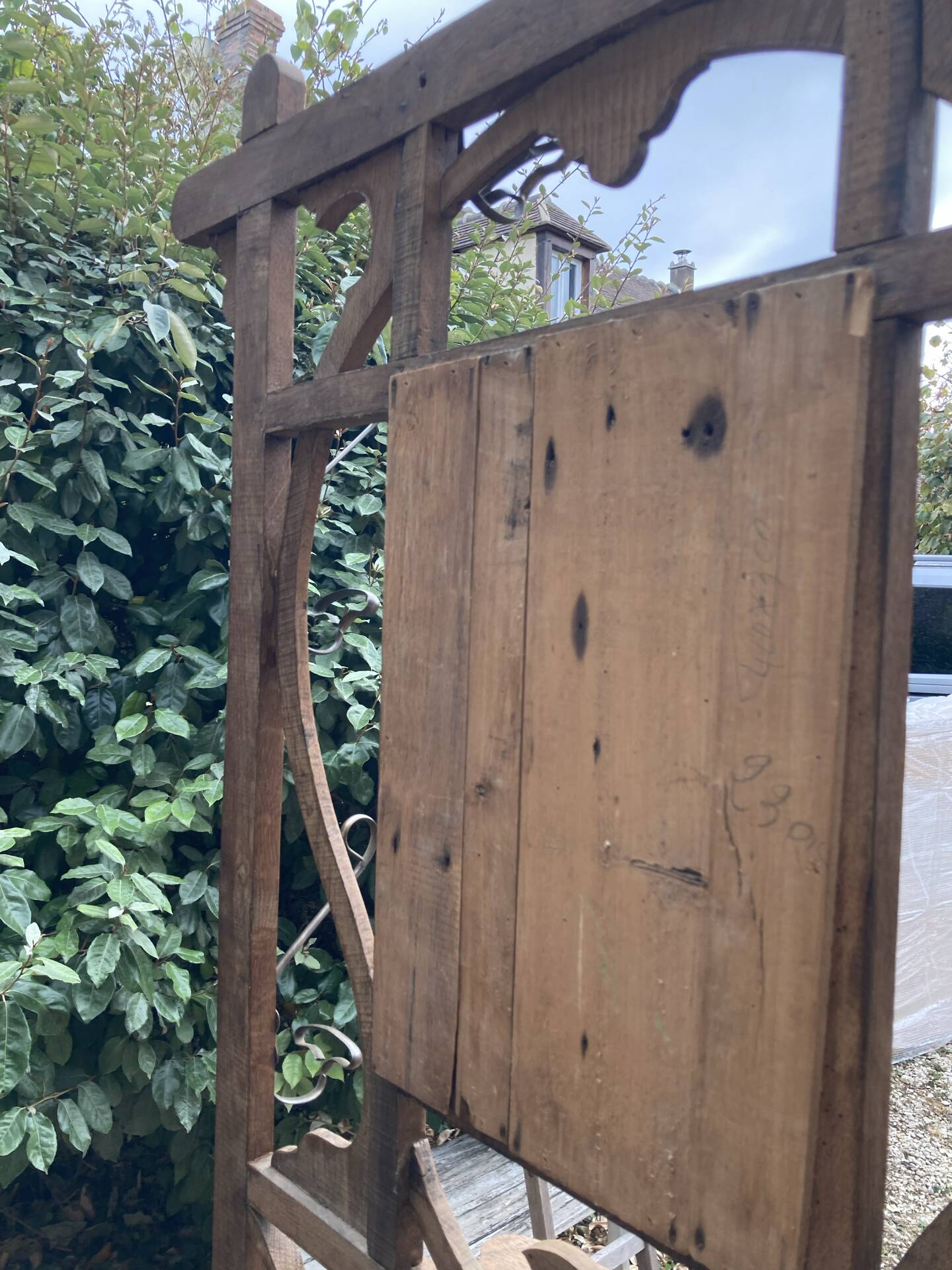 Old wooden entrance coat rack