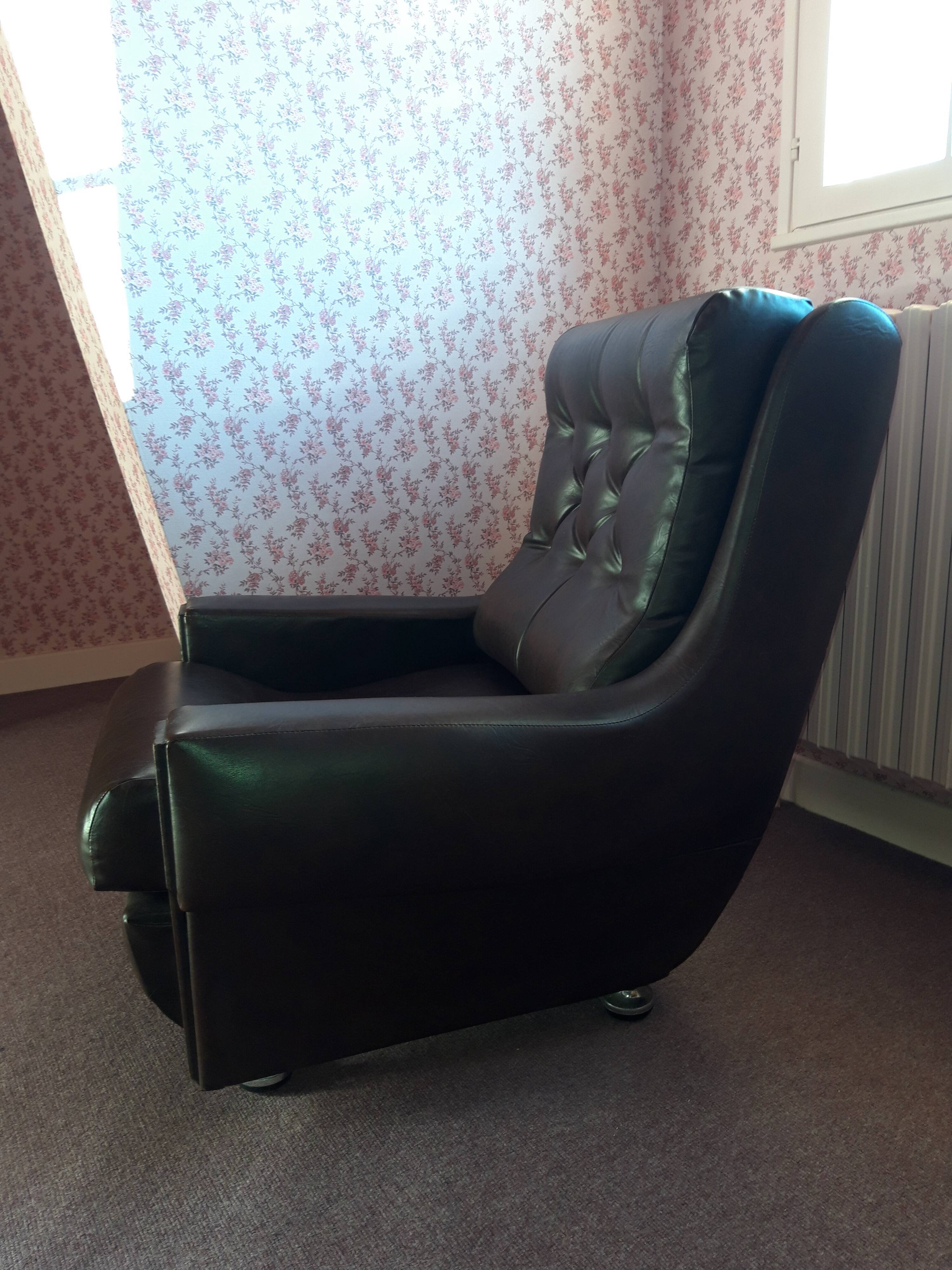 Fauteuil club vintage simili cuir