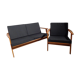 Vintage Scandinavian living room set in light wood