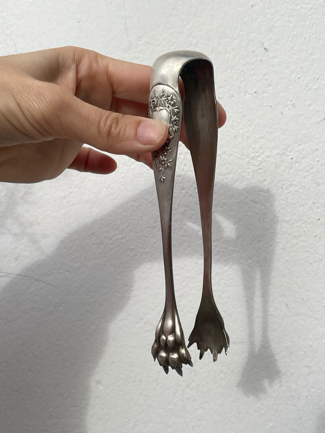 Silver-plated metal sugar tongs
