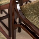 Lot de 4 chaises vintage années 60 en bois et velours vert design italien