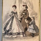 Cadre ancien avec page illustrée du journal "Moniteur de la mode", Paris, fin XIXe