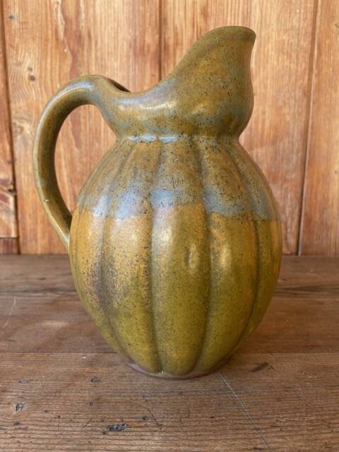 Old ceramic jug in the shape of a gourd by Louis Lourioux