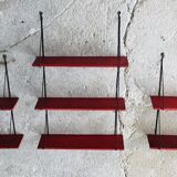 Set of 3 wall shelves thong with metal studs in pins - design 1950