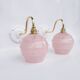 pair of vintage speckled pink and brass wall lights