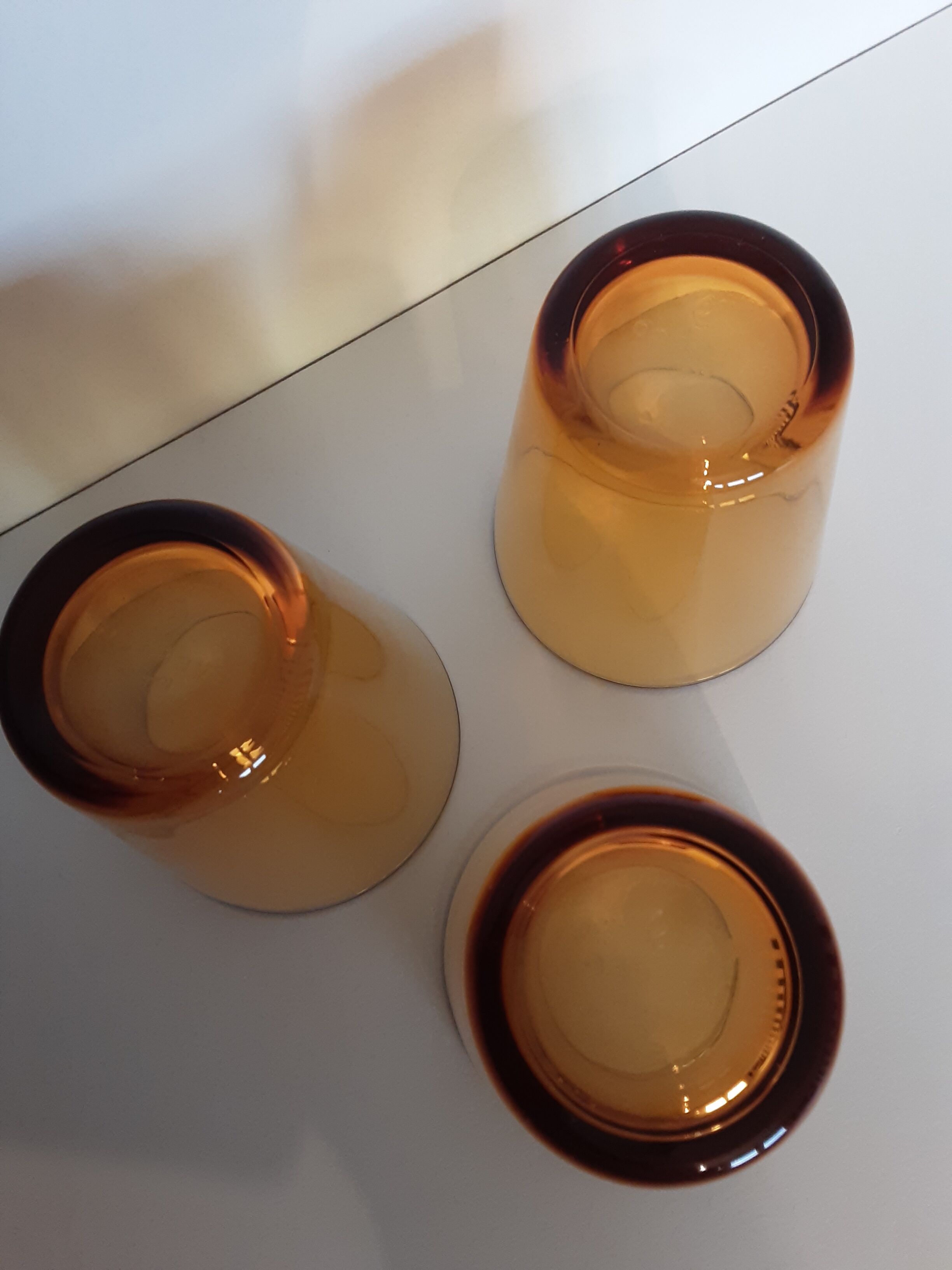 Lot de 3 verres vereco ambre