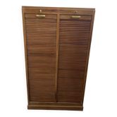 Meuble de métier de rangement classeur à rideaux double colonne en chêne 50