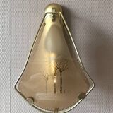 Set of 3 wall lights in golden brass and opaline glass