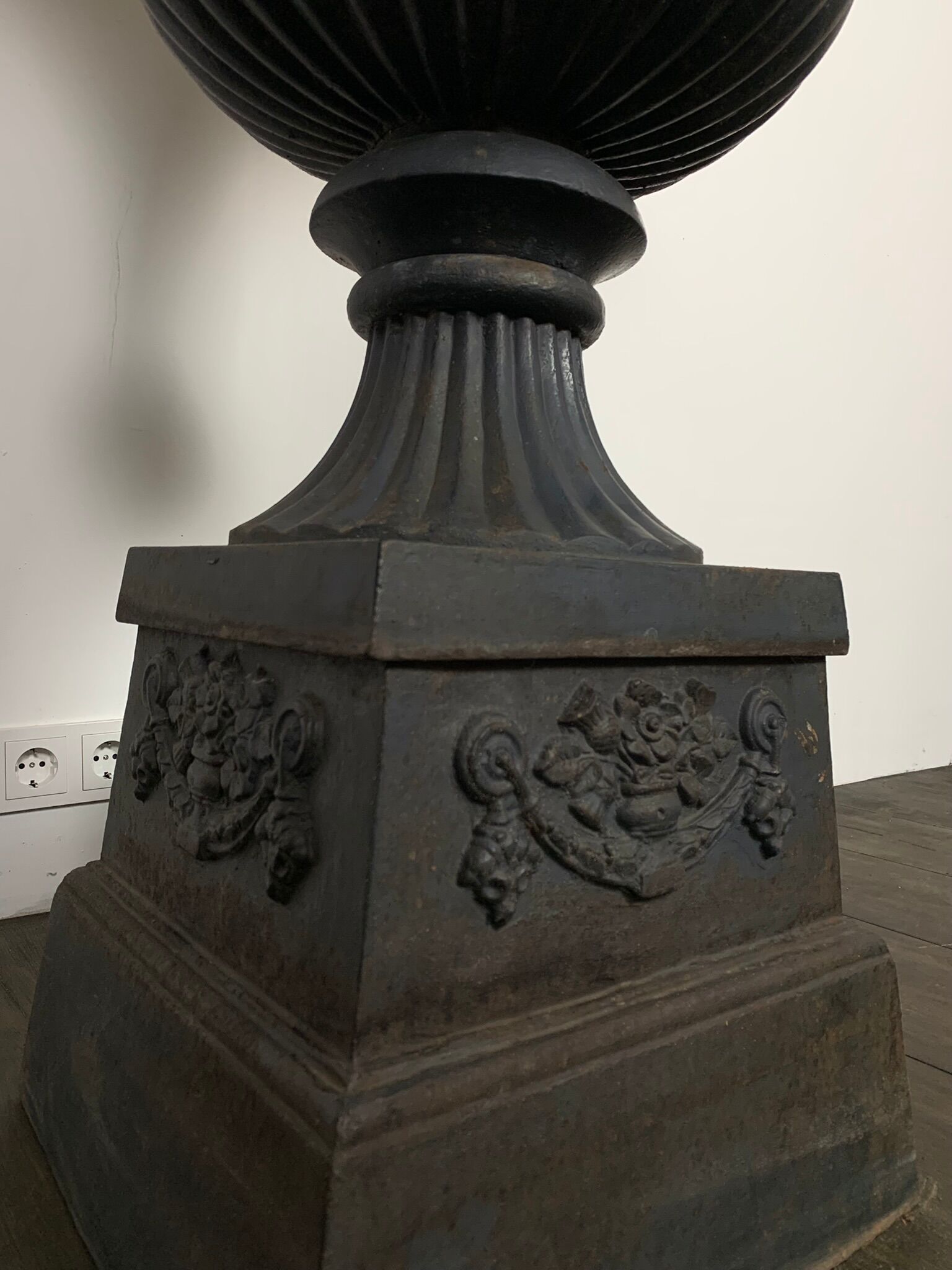 Cast iron garden vase