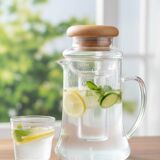 Borosilicate glass pitcher with infuser and wooden lid #PIMR