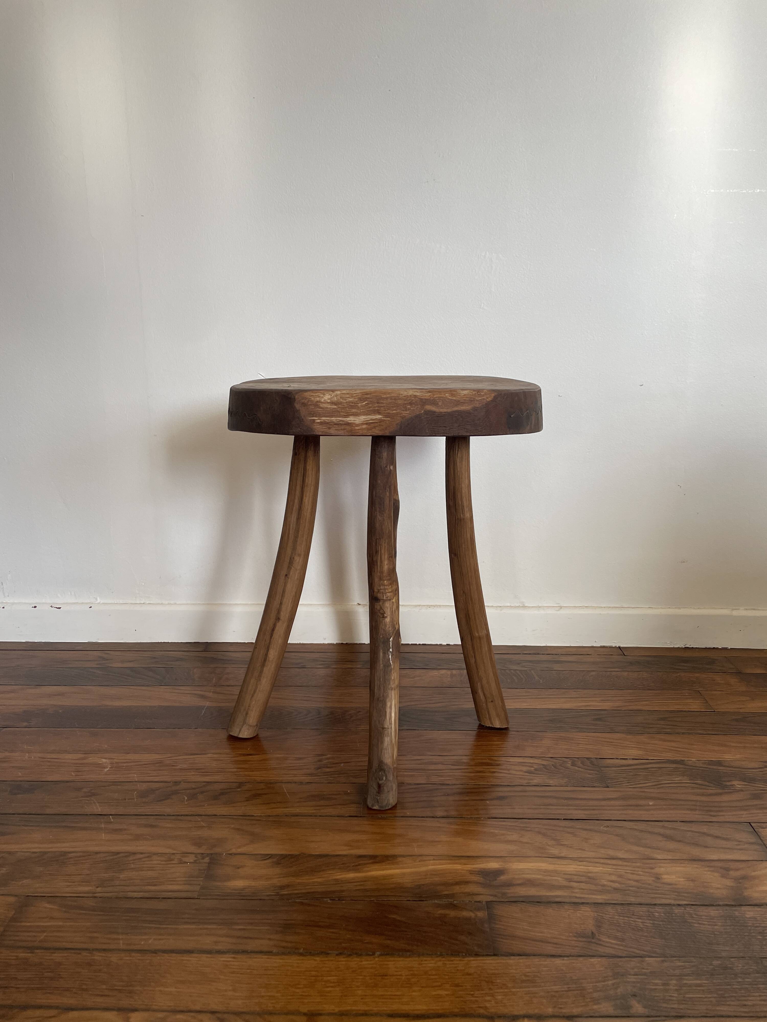 Brutalist Wooden Stool