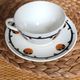 A large cup of chocolate tea, saucer Badonviller Barcarolle orange black.