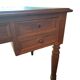 Antique flat desk in oak and black leather, Louis-Philippe style.