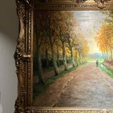 Hst animated landscape path in the forest frame signed around 1900