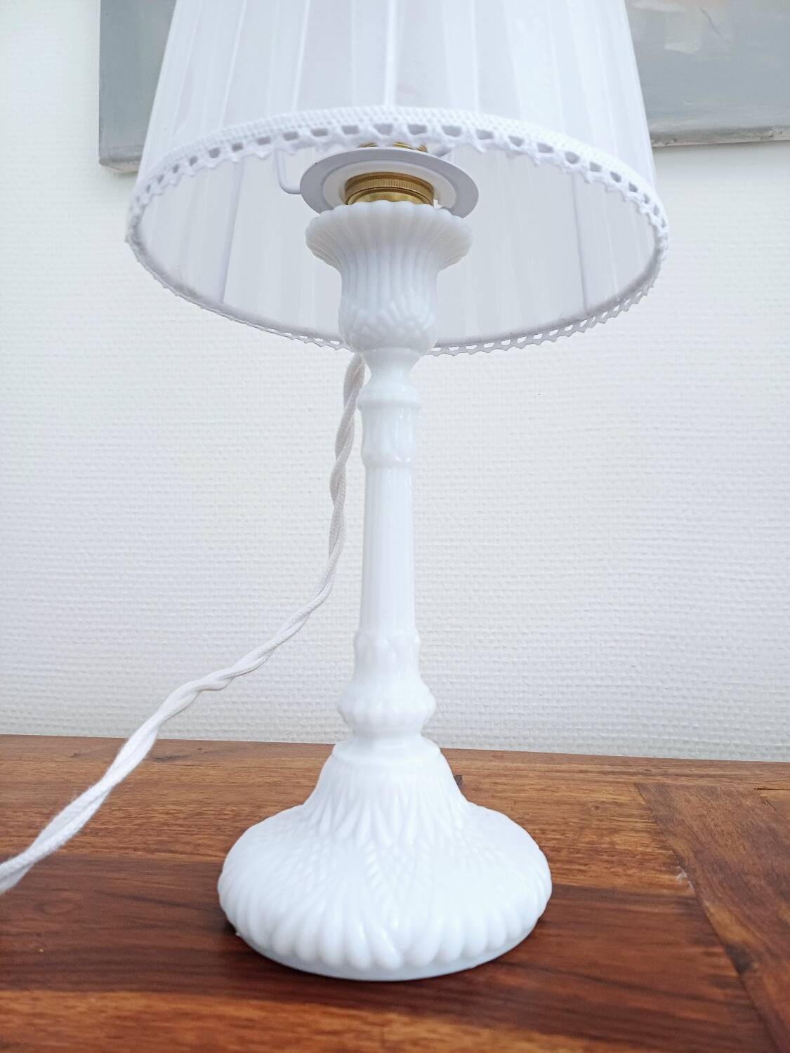 Paire de veilleuses en opaline des années 70
