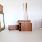 Modular teak wall shelf